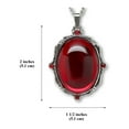 thumbnail image 3 of Blood Red Oval Cabochon in Silver Finish Pewter Frame Pendant Necklace by Real Metal NK-608, 3 of 5