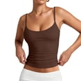 thumbnail image 7 of Voska Women's Basic Double Lined Scoop Neck Tank Tops Summer Cami Top | Adjustable Spaghetti Strap,Soft Skin Stretch,Slim Fit for Everyday Wear Coffee S, 7 of 7