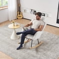 thumbnail image 2 of Rocking Chair with Headrest, Mid Century Modern Teddy Upholstered Rocking Chair, Accent Relax Lounge Leisure Armchair For Bedroom Nursery Office Hotel, 2 of 9