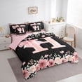 thumbnail image 2 of Erosebridal Bow Monogrammed H Girls Bedding Comforter Set 7 Pieces, Pink Flower Full Bedding Set, 2 of 7