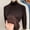 Coffee, variant on YHAJDS Women Fall Winter Sleepwear,Thermal Homewear For Women,Sleepwear With Built In Bra,Solid Color Turtleneck Fleece Lined Versatile Inner Wear Knitted Base Layer Top For Fall And Winter