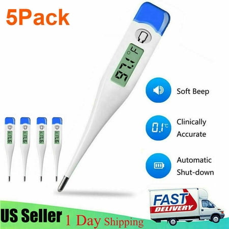 EROCK 5pcs Digital LCD Oral Thermometer for Adults  Kids  Babies  Fever Testing  Oral  Armpit or Rectal Temperature Reading(Celcius/Fahrenheit)