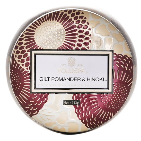 Lata pequeña Candle Voluspa Gilt Pomander & Hinoki, 113 g