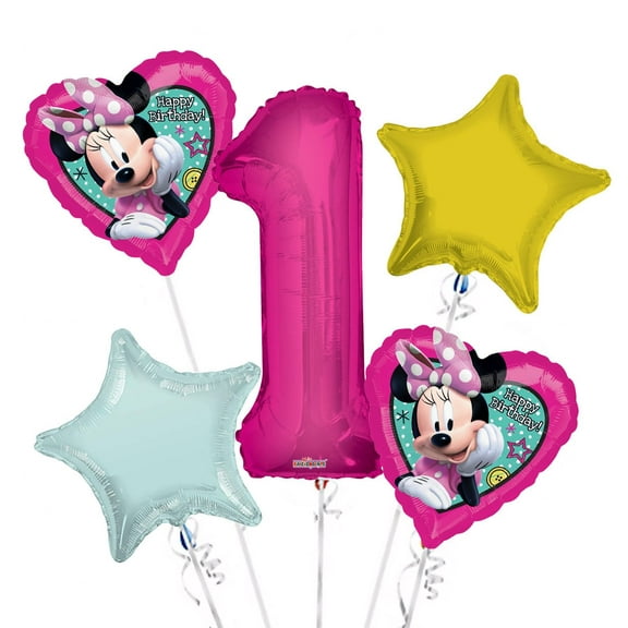 Minnie Happy Birthday Minnie Happy Helper Balloon Bouquet 1st Birthday 5 pcs - Party Supplies