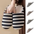thumbnail image 2 of Fengactive House Slippers for Women Striped Fleece Lined Comfortable Non-Slip Closed Toe Shoes Fall Winter, 2 of 3