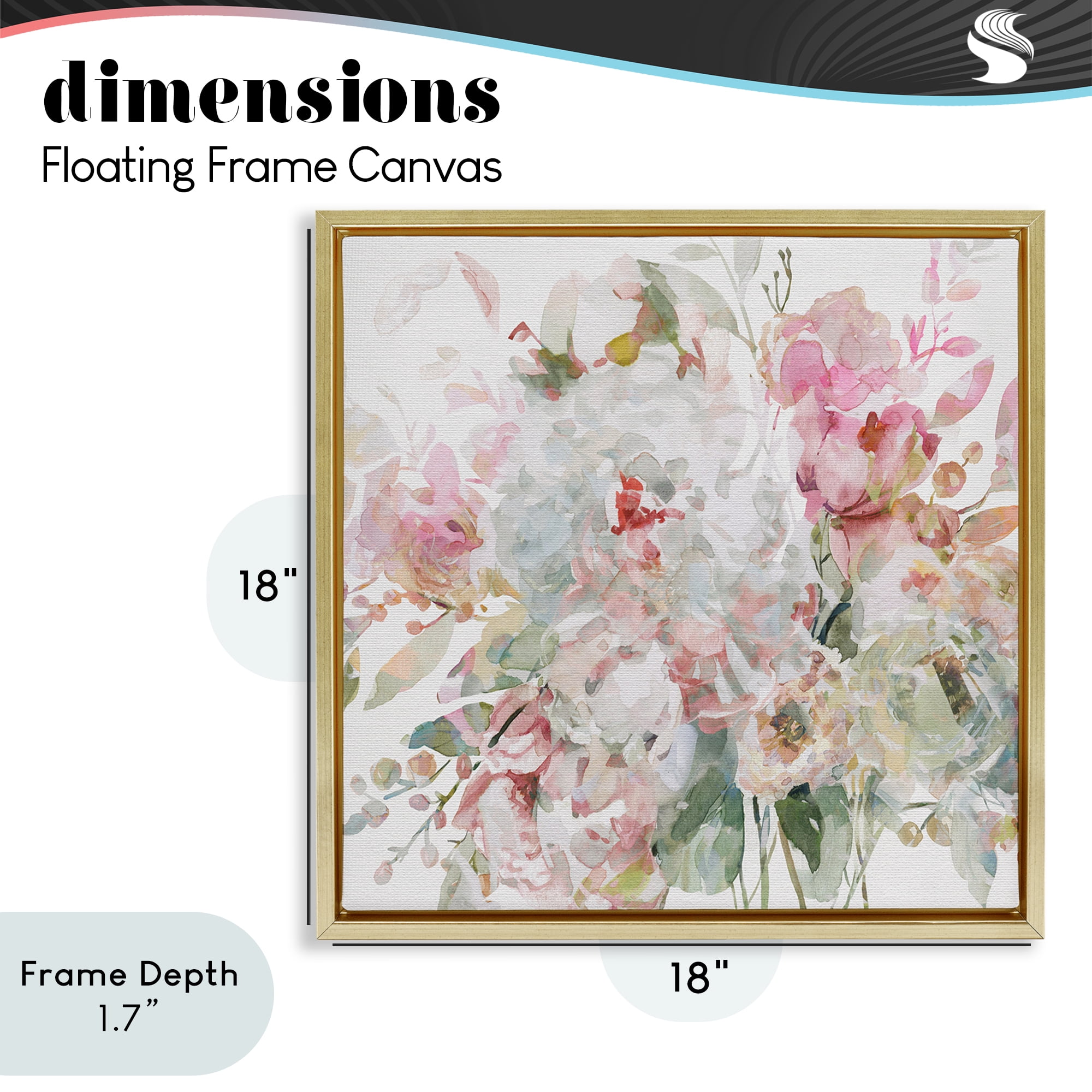Stupell Industries Romantic Pastel Blossoms Gold Framed Floater Canvas Wall Art, design by Carol Robinson