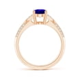 thumbnail image 2 of ANGARA Natural Oval 1.25 ct Tanzanite Solitaire Ring with Pave Diamonds in 14K Rose Gold for Women (Size-8x6mm) | December Birthstone, Anniversary, Jewelry Gift for Women | Natural Tanzanite Ring, 2 of 8