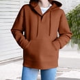 thumbnail image 2 of VISALY Hoodies Pullover Drawstring Sweatshirt Women's Fashion Clothes for Every Occasion Cotton Linen Cardigan Summer Chic Oversized Sweatshirt Waffle Sweater Fall Sweatshirt Brown 3Xl, 2 of 9