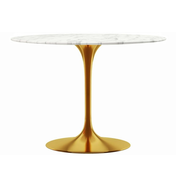 Modholic Tulip 40" Marble Dining Table, Gold Base