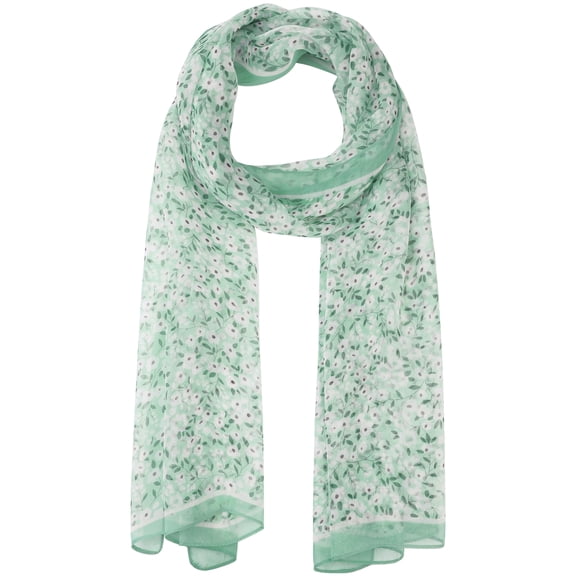 Women's Gypsophila Floral Scarf, Retro Lightweight Silky Satin Sunscreen Head Wrap Neck Scarves for Summer One Size Mint green