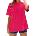 thumbnail image 3 of V-Neck Women's Short Sleeve T-shirt Women'S Loose And Comfortable Oversized Trendy T Shirt Top,Pink Women's Short sleeve T-shirt L, 3 of 9