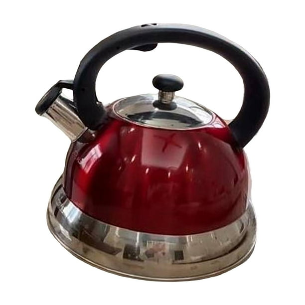 Hervidor de agua de acero inoxidable con silbido fuerte para estufa, antiescaldaduras Rojo