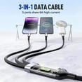 thumbnail image 3 of Gloryboom Transparent Luminous Charging 3-in-1 Data Cable, Gloryboom 3-in-1 Fast Charging Cable, 100w Fast Charge for Multiple Devices, Thick Nylon Braided Charging Cords (6.6 ft), 3 of 7
