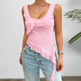 thumbnail image 5 of YOTMKGDO Tank Tops for Women 2024, Scrunch Neck Women's 2024 Spring and Summer Solid Color U Neck Mesh Blouse Sleeveless (Pink, M), 5 of 5
