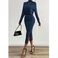 thumbnail image 4 of PRETTYGARDEN Turtle Neck Dresses for Women Fall Knit Outfits Slit Elastic Waist Long Sleeve Bodycon Midi Sweater Dress, 4 of 10