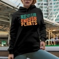 thumbnail image 2 of Never Enough Plants, Garden Lover or Gardening Enthusiast Quote, Groovy Retro Wavy Text Merch Gift, Black Hooded Sweatshirt or Hoodie, Small, 2 of 5