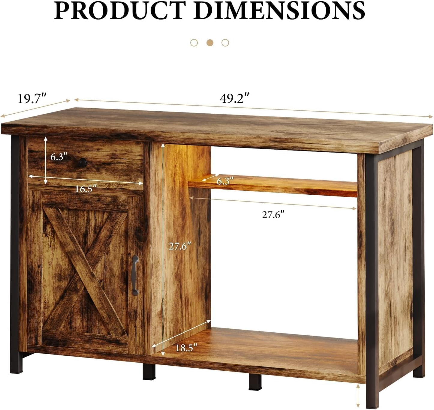 DreamCurship 55-75 Gallon Aquarium Stand with Storage Cabinet & Power Outlets LED Light, Fish Tank Stand with Drawer & Barn Door, Suitable for Fish Tank Stand, Turtle Tank, Reptile Terrarium, Brown