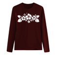 thumbnail image 5 of HUITKMM T-Shirts en Coton pour Femmes T-Shirt Décontracté Imprimé à Col Rond à Manches Longues pour Femmes, 5 of 5