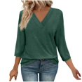 thumbnail image 2 of Babysbule Women's Casual V-Neck 3/4 Sleeve T-Shirt Soft Comfy Loose Fit Blouse for Daily Wear Home Office, 2 of 6