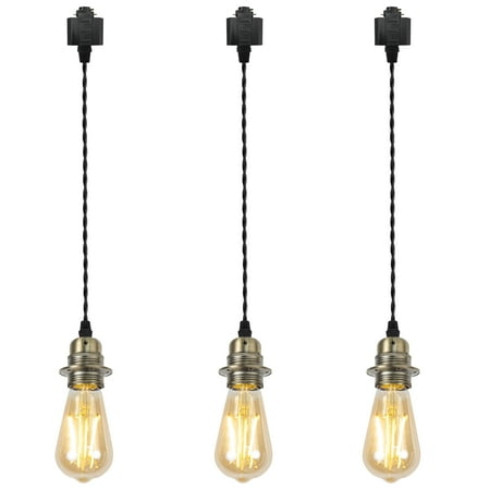 

Kiven H-Type track lighting pendants Industrial h track pendant lights with Aluminum Holder 3-Light Track Lighting Fixture for Kitchen Island Hallway Restaurant Bronze Finish