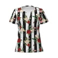 thumbnail image 3 of Naloa Rose Flowers Print T-Shirts Short Sleeve V Neck Tees for Women Fashion Tops Trendy Lightweight Soft Casual Summer Outfits Clothes, 3 of 5