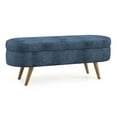 thumbnail image 4 of GZXS Storage Ottoman, 43.5 Inch Modern Oval End-of-Bed Bench for Bedroom, Foam Upholstered Footstool With Rubber Wood Legs for Living Room, Entryway (Dark Blue), 4 of 10