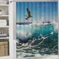 thumbnail image 6 of Shiartex Bird Ocean Quick-Drying Shower Curtain Set with Hooks for Bathroom Decoration, 100% Polyester Fabric, Waterproof Shower Curtain Set 36x72, 6 of 7