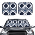 thumbnail image 2 of Multi-Size 2pce Car Front Glass Visor Collapsible Sunscreen No Odor Comfortable For Most Cars Suv Trucks Navy Geometric Patterns_1, 2 of 7