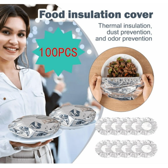 Insulation Cover Household Food Grade Reusable Aluminum Foil Film Cover Bowls And Dishes Universal Kitchen Food Insulation(10PC)
