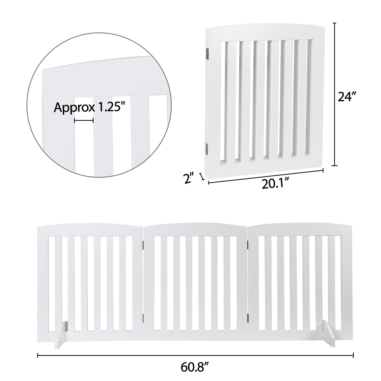 LINJH 24"H Pet Dog Gates Foldable Pet Fence Expandable Dog Barrier for Doorway 3 Panel