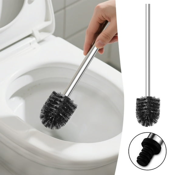 Heavy Duty Toilet Brush Stainless Steel with Handle - Professional Bathroom Cleaning Tool for Deep Scrubbing and Sanitation - Hygienic Toilet Bowl Cleaner Brush with Sturdy Design