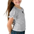 thumbnail image 3 of BTDECLAR Girls Ruffle Short Sleeve Shirts Lace Crewneck Cute Bow Summer Tops Basic Solid Kid Comfy Fashion Outfit, 3 of 4