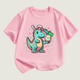 thumbnail image 2 of YABCSAZ Easter Tops for Toddler Baby Short Sleeve Dinosaurs & Eggs Tops Summer Casual Crewneck Tee Shirt Kids Loose Tops Boys Girls Outfits Size 3 T, 2 of 3