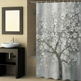 thumbnail image 2 of Fabric Shower Curtain, Gray Gradient Oil Painting With Flower Overlay Pattern Shower Curtains with 12 Hooks Waterproof Machine Washable Bath Curtains for Bathroom,48x 72in, 2 of 6