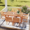 thumbnail image 4 of Gymax 7-Piece Patio Wood Dining Table Set Outdoor Rectangular Table and 6 Armchairs, 4 of 9