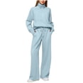 thumbnail image 2 of Womens Sweatsuits Clearance Solid Color,Zipper Casual Comfortable Sweatshirt Lightweight Baggy Tracksuit Soft Lounge Joggers Hoodie Cheap Clearance, 2 of 5