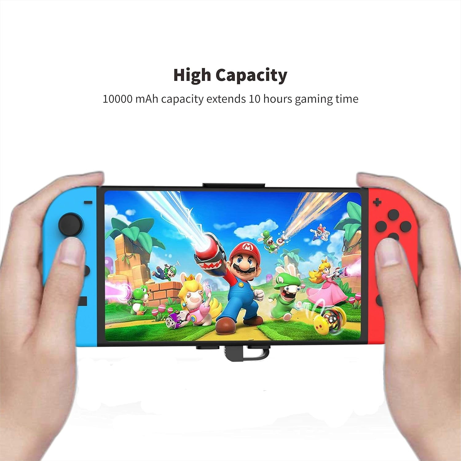10000mAh Power Bank W/ Detachable Back Mount Portable Backup Extended Battery Backup Charger Case for Nintendo Switch