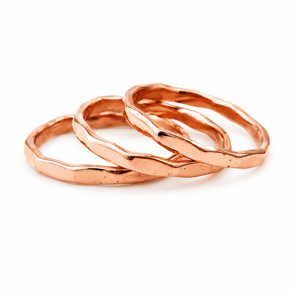 Set of 3 Pure Copper Stacking Rings, Handmade Copper Band Set, Organic Minimalist Stackable Jewelry