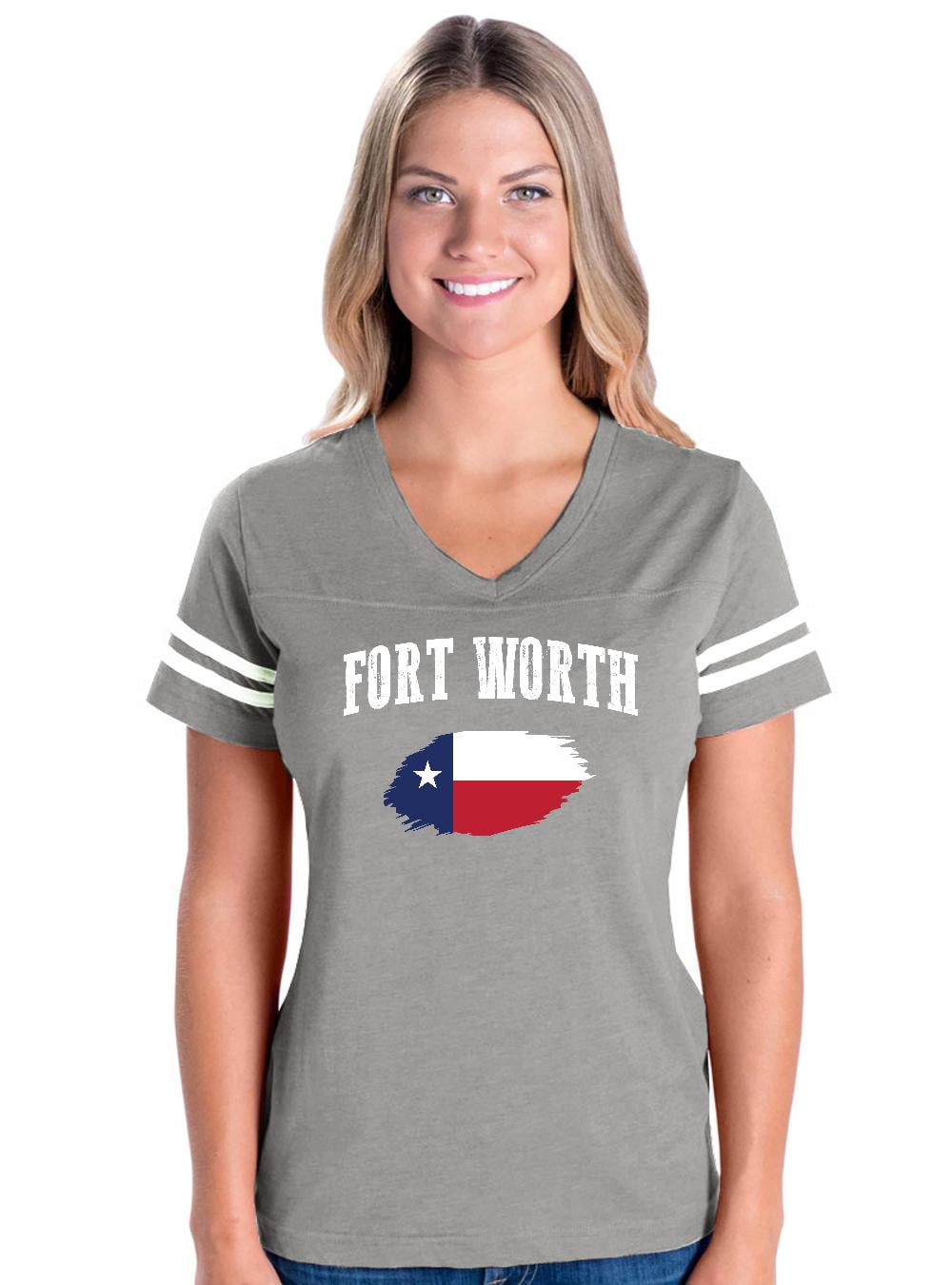 Mom's Favorite - Womens Fort Worth Texas Flag Football V-Neck T-Shirt ...