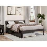 AFI Boston 14" Queen Wood Platform Bed Frame with Twin XL Trundle, Espresso