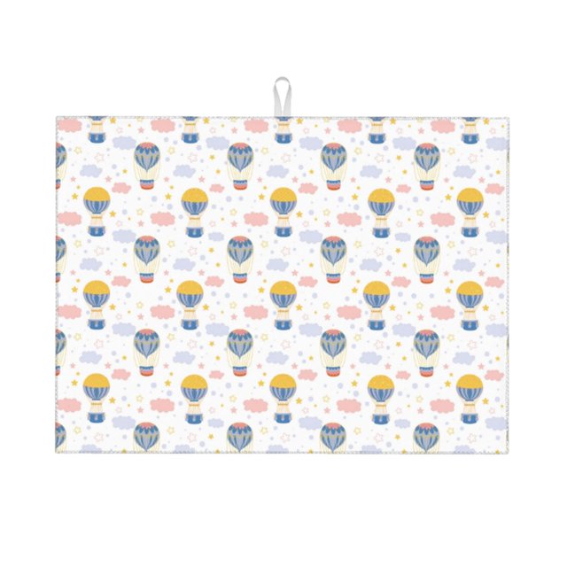 Vsdgher Hot Air Balloon Print Dish Drying Mat Super Absorbent Drying Mat Large Dish Drying Mats for Kitchen Counter Kitchen Drying Mat 24" x 18"