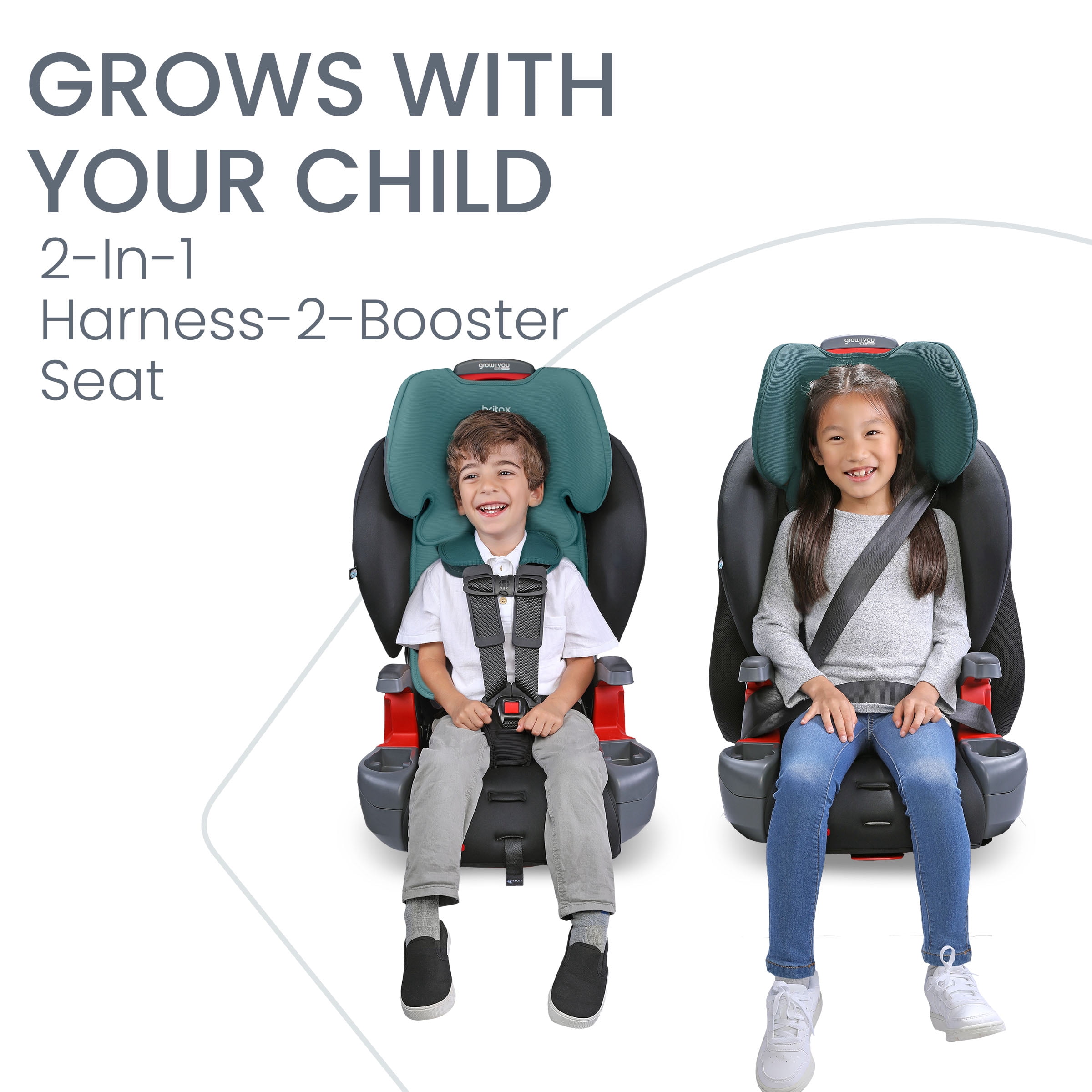 Britax Grow With You ClickTight Harness-2-Booster Car Seat, 2-in-1 High Back Booster, Green Contour