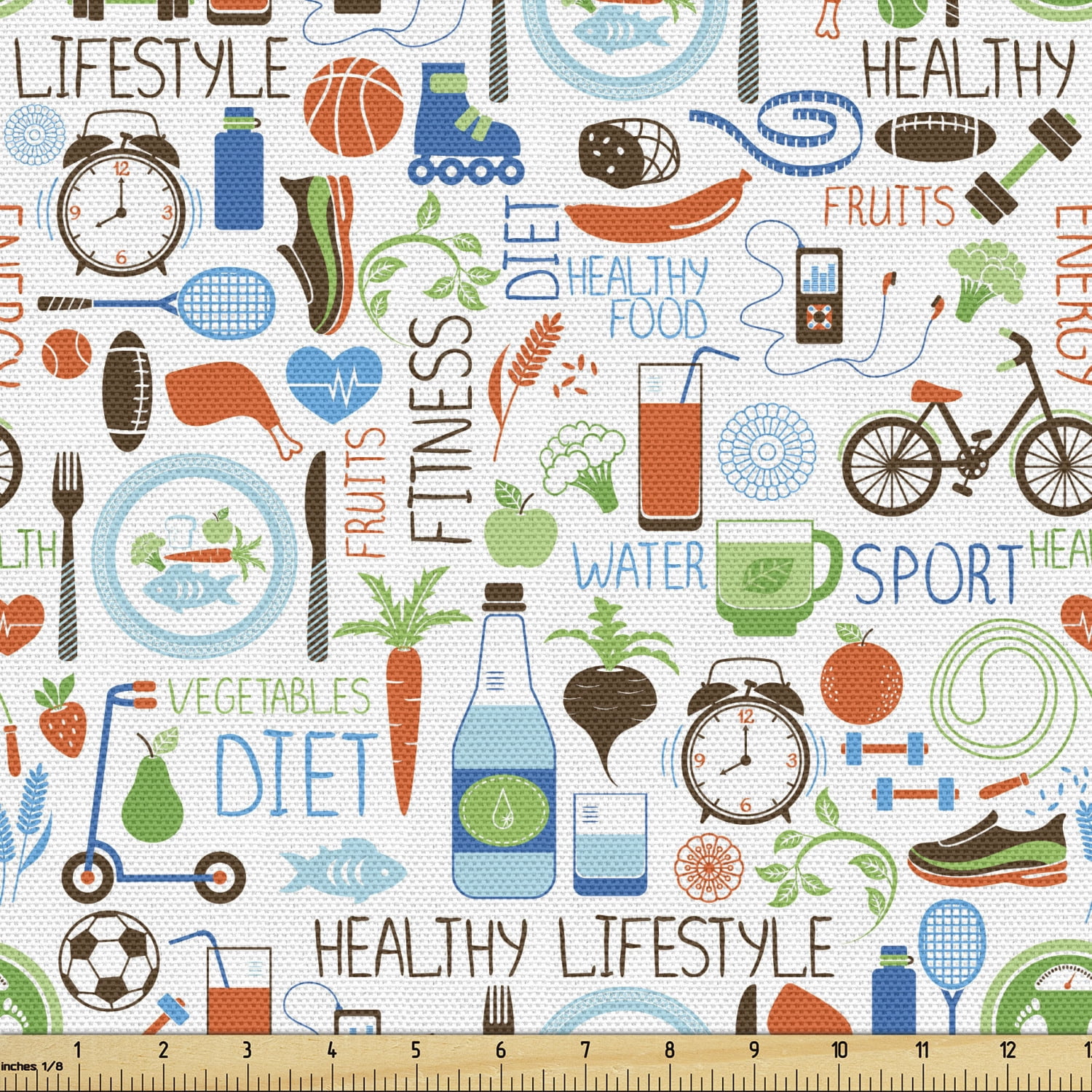 Fitness Fabric by the Yard Upholstery, Sports and Diet Balance