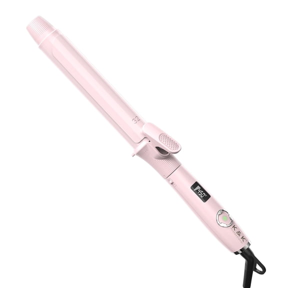 1 1/4 Inch Curling Iron with Clipped Tourmaline Ceramic Barrel Professional Hair Curler up to 450°F Dual Voltage for Traveling 60 Mins Auto Off Suit for Different Hairstyle