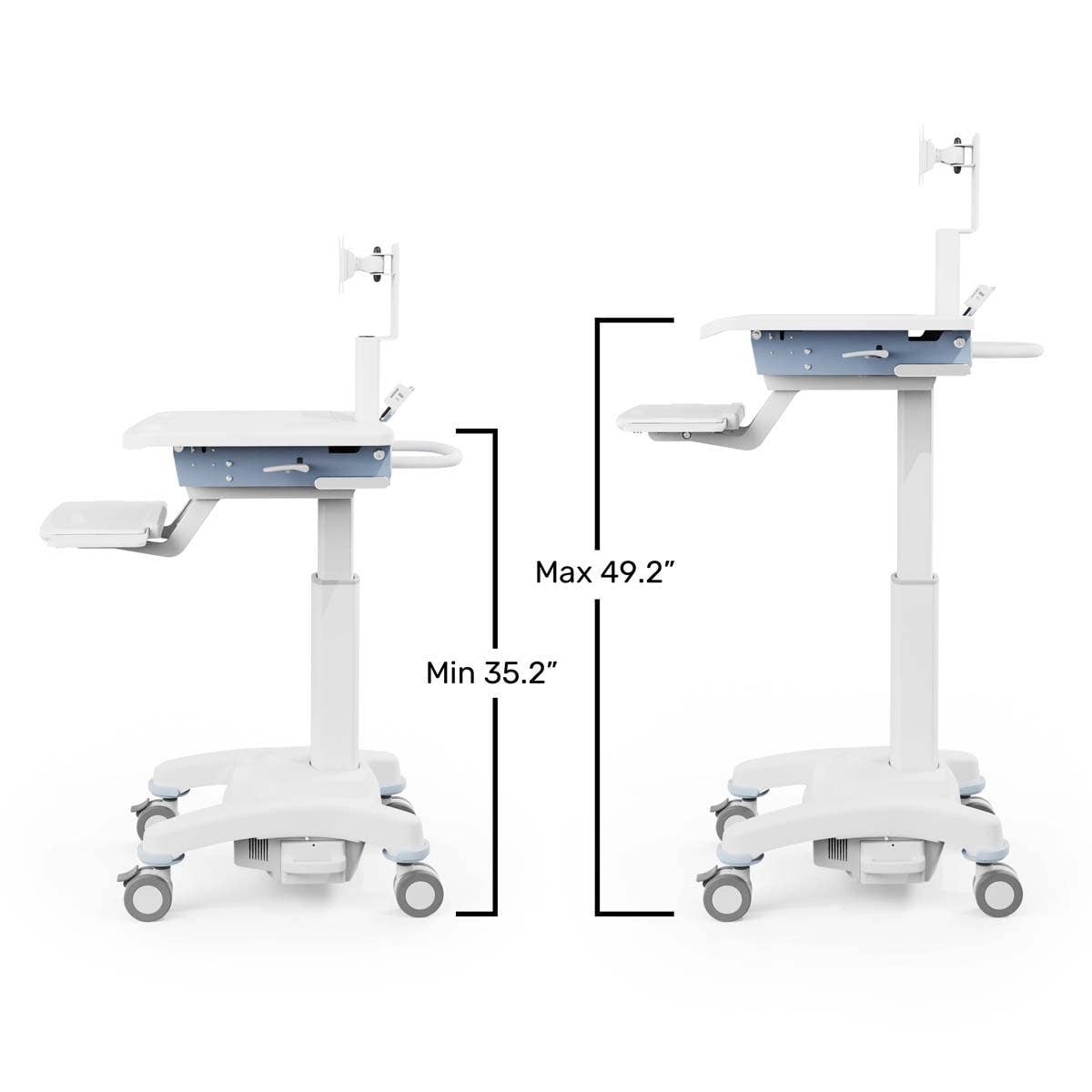 Luxor Vital Power Healthcare Workstation Cart, Freestanding