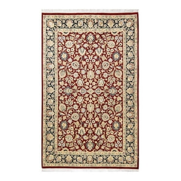 Hand-Knotted Wool Oriental Traditional Orange Area Rug 4' 2" x 6' 5"
