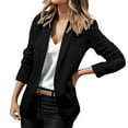thumbnail image 1 of WEAIXIMIUNG Winter Jacket Women Womens Elegant Ol Solid Color Lapel V Neck Button Cardigan Suit Jacket, 1 of 5