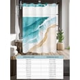 thumbnail image 6 of No Hook Cloth Fabric Shower Curtain with Snap in Liner, Teal Waves Coastal Waterproof Shower Curtains Set with See Through Top Window, Summer Beach Nautical Ocean Bath Curtains Shower 72"x78", 6 of 6