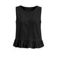 thumbnail image 6 of Admvng Tank Tops for Women Ruffle Hem Crew Neck Sleeveless Solid Casual Summer Blouses, 6 of 7