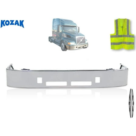 Chrome steel bumper designed compatible with Volvo VNL T64 semi-trucks
